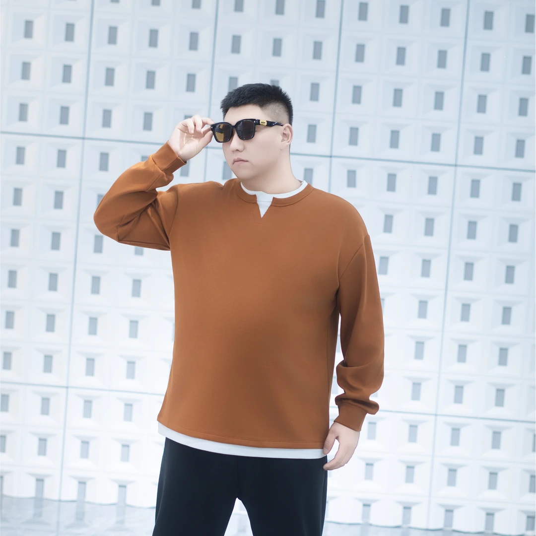 大码男装 春季新款 假两件卫衣71315