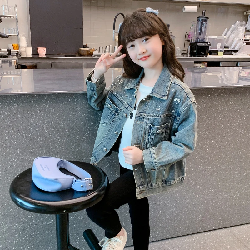 女童外套春秋款2025新款儿童牛仔洋气时髦上衣春装小女孩网红夹克