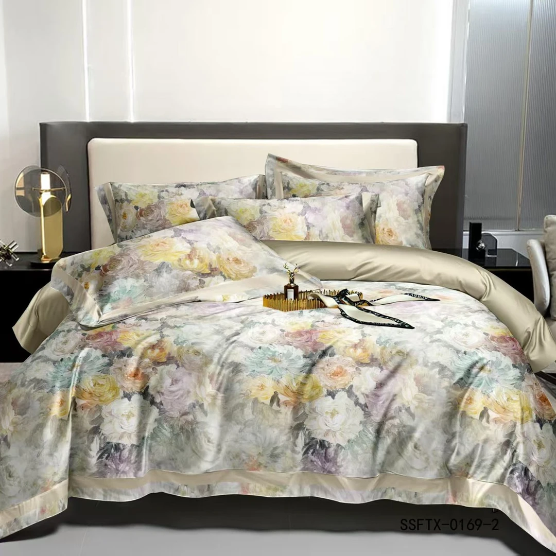 B6084 纯棉100s（50/50）活性数码印花床单国色天香245*250