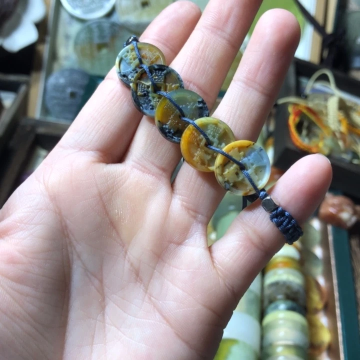 岫玉岫玉五帝钱手链未镶嵌