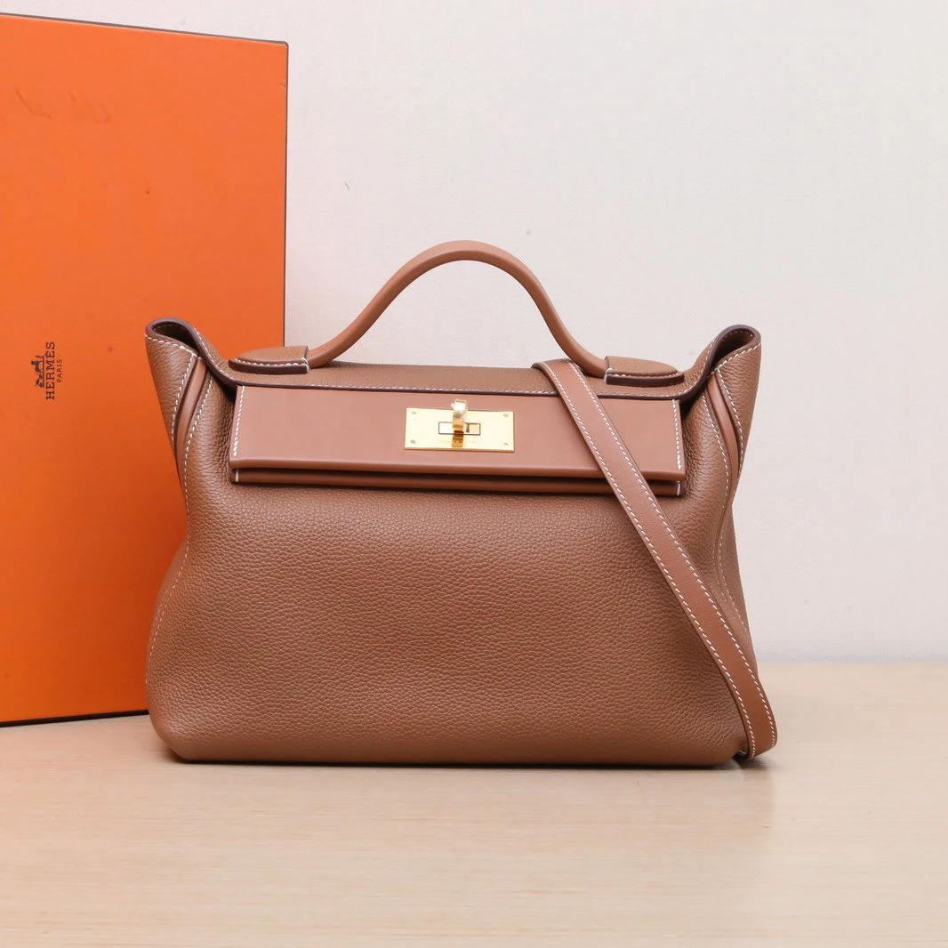 95新 Hermes/爱马仕 【双双】2424 29 37金棕色 Togo皮 Y刻 金扣