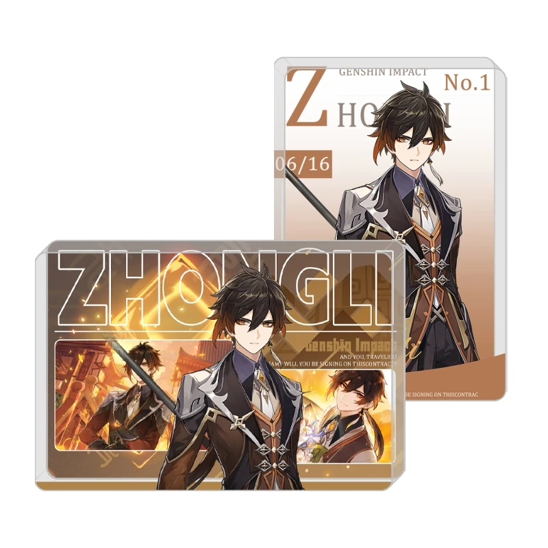 原神钟离人物周边水晶砖亚克力砖高透精美桌搭摆件原神亚克力砖