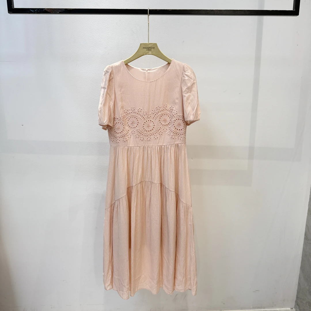 【麦丝】休闲时尚百搭法式气质宽松显瘦蕾丝镂空连衣裙 FYFS-52001