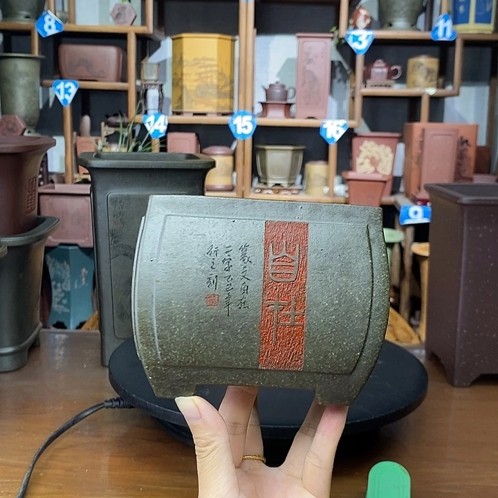 紫砂花盆天青泥四方特价