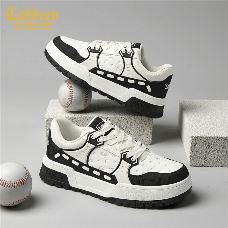 卡宾2025夏季编织系带透气休闲板鞋运动鞋鞋子潮流板鞋休闲潮男鞋