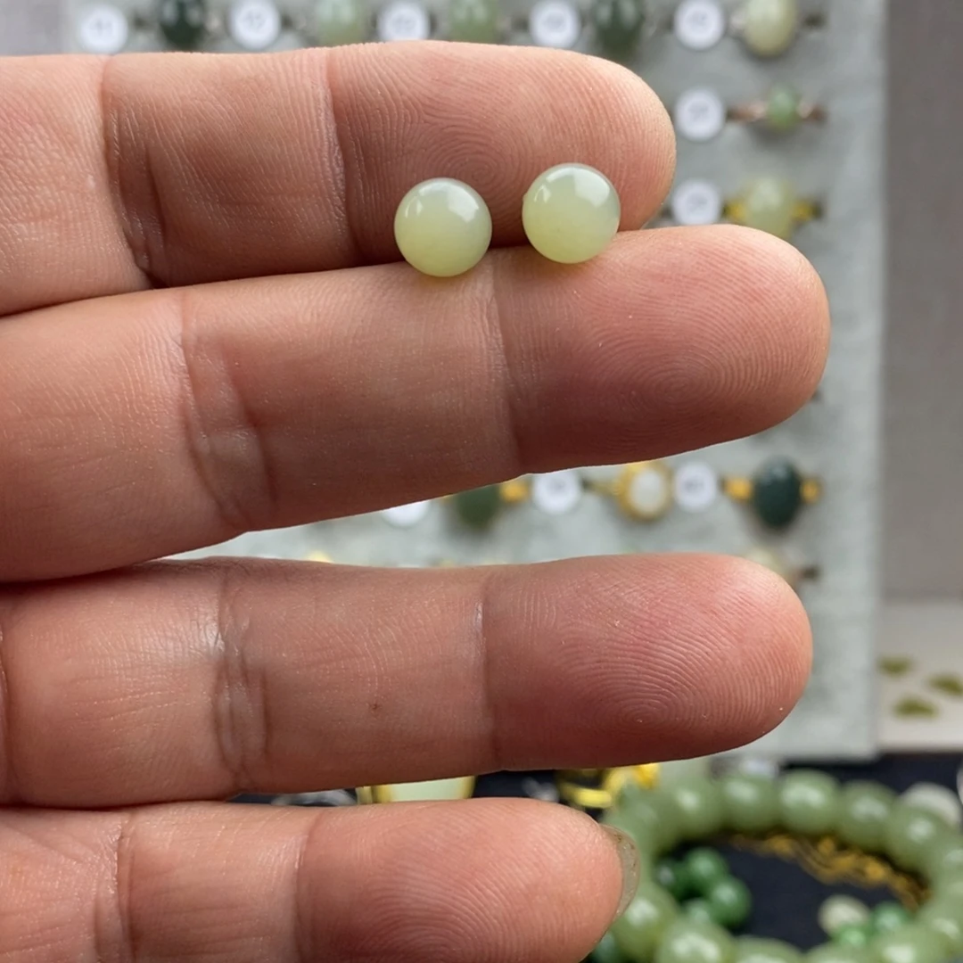 和田玉（青白玉）银S925镀金镶嵌戒指