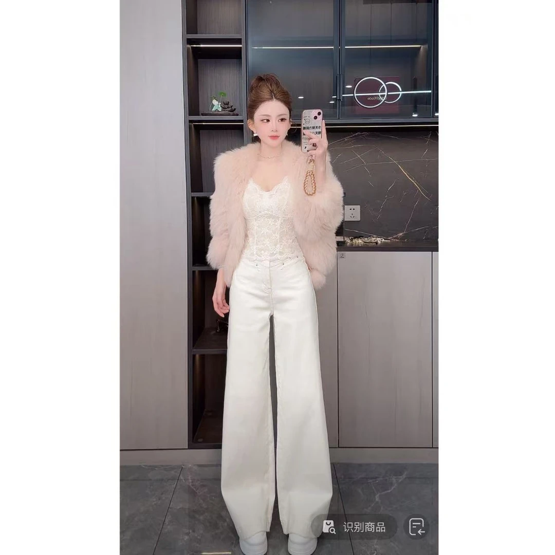 曼曼【百搭王牌~】韩系加绒不贴腿直筒牛仔裤Z1621#