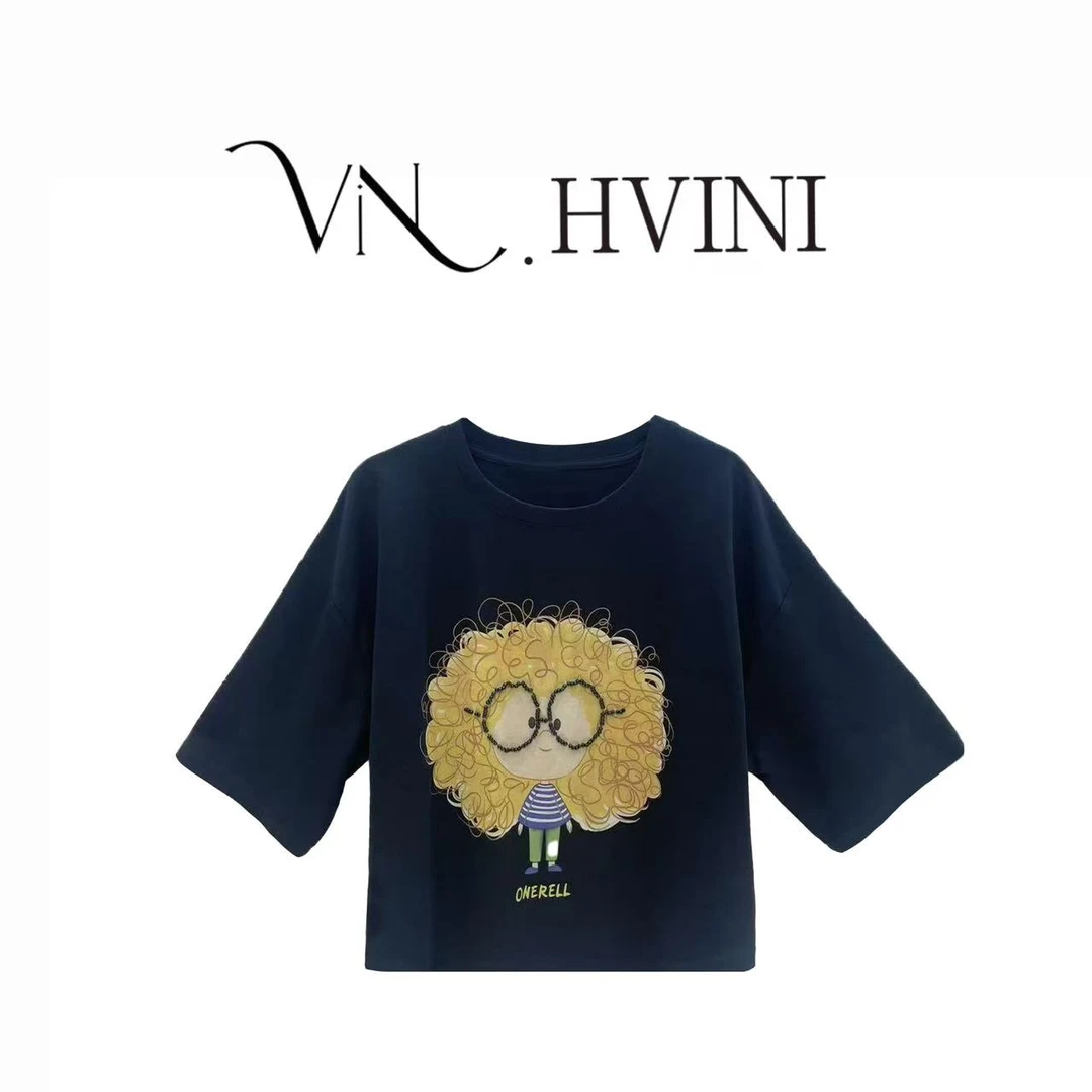 【呆萌女孩】2025夏季新款时尚休闲气质T恤上衣L4696