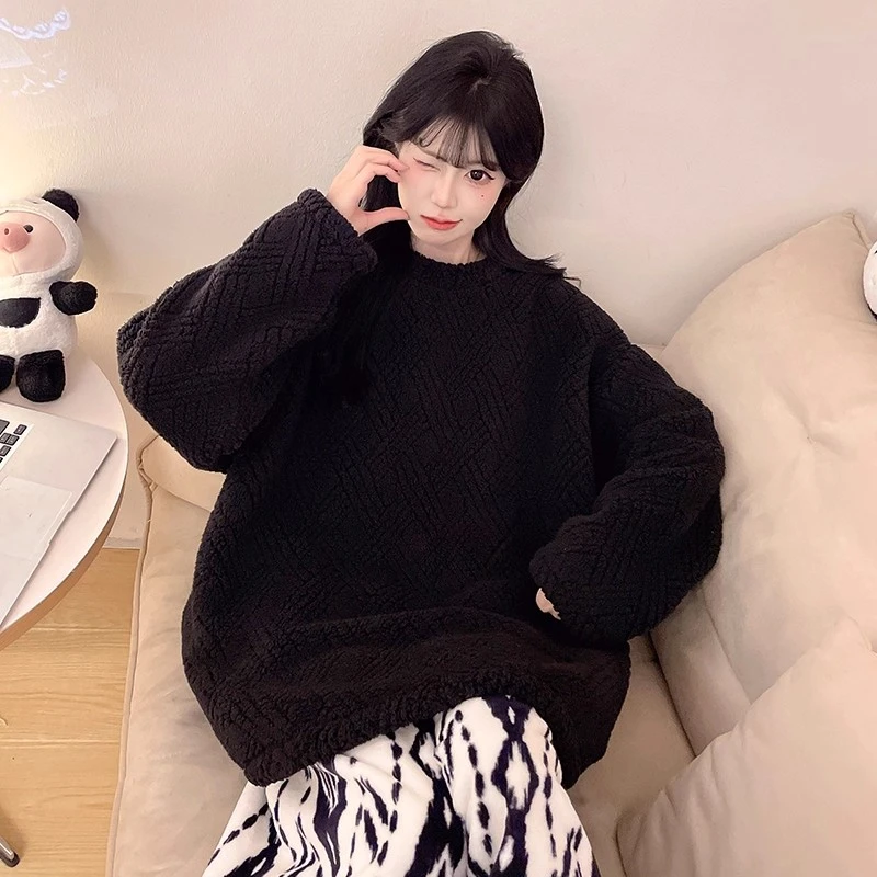 2025新款珊瑚绒睡衣女秋冬季法兰绒可外穿出门高级感加厚家居服冬