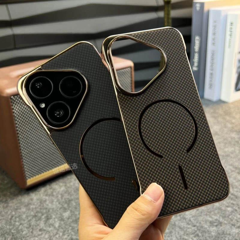 适用华为pura80pro手机壳无边框凯夫拉纹理pura80磁吸防摔保护套