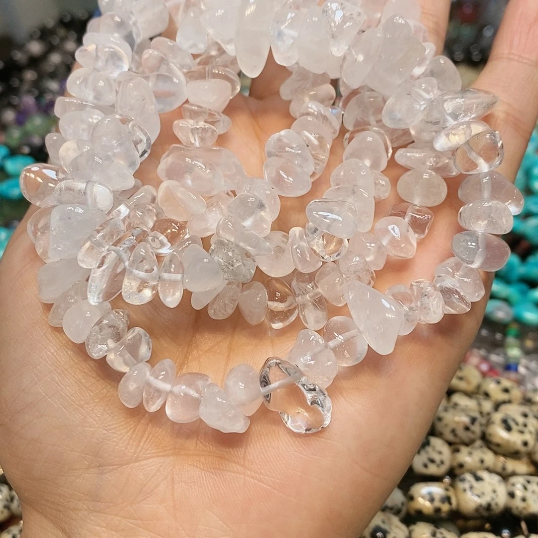 玛瑙/玉髓散珠天然白水晶碎一条绕手4圈