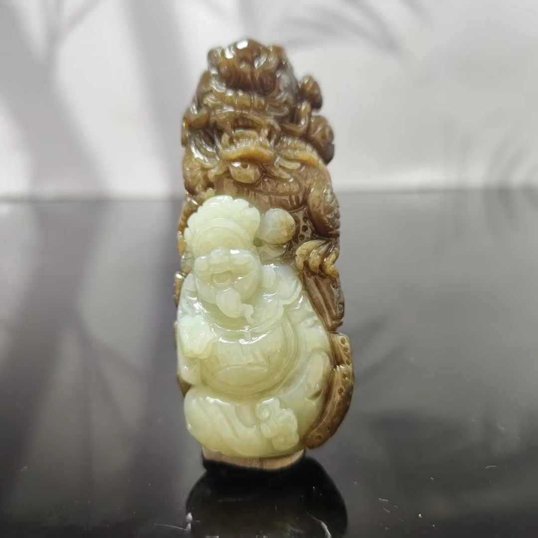 Q和田玉御龙财神手把1679