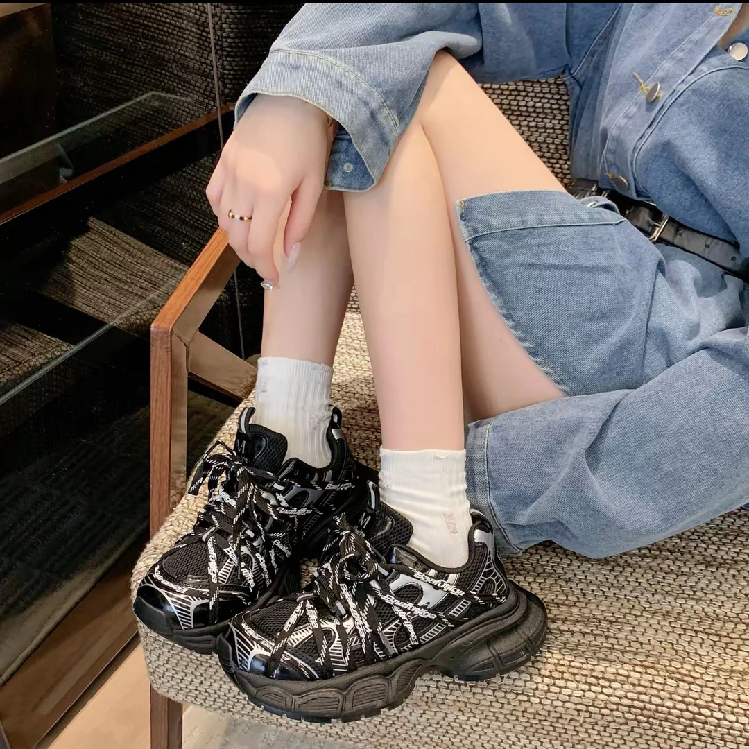 增高厚底老爹鞋女2025秋新款爆款百搭显脚小轻便休闲运动鞋C1-12