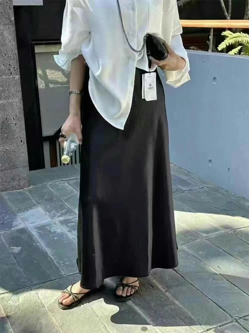 简约气质醋酸半身裙