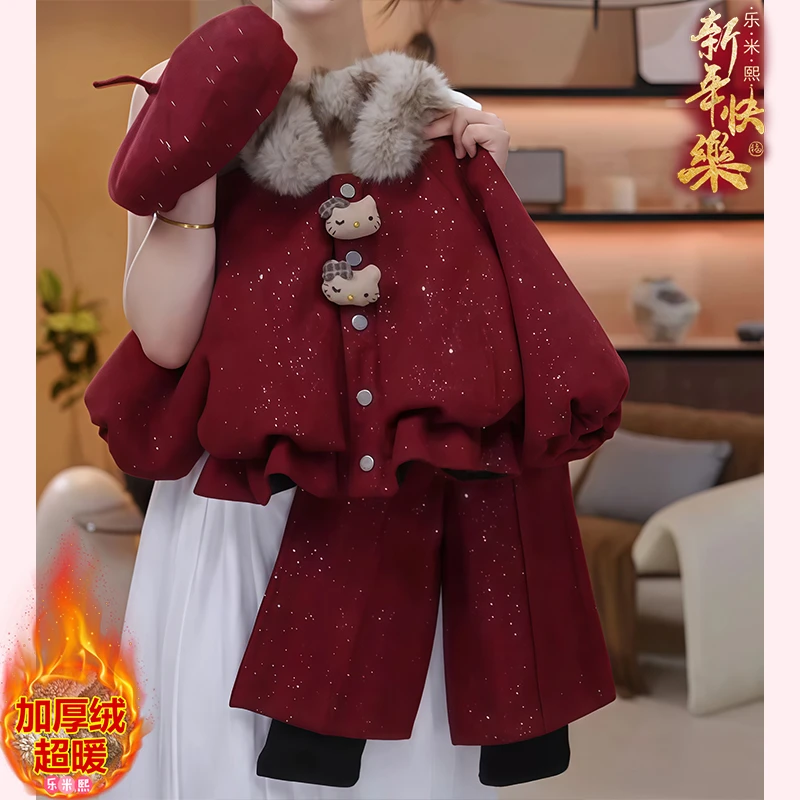 女童冬装加绒套装2025新款洋气儿童加厚小香风衣服女孩冬季两件套