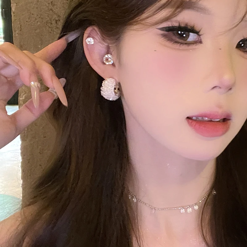 铜合金仿水晶耳饰 韩系爆款气质精致超闪耳环个性时尚百搭耳扣