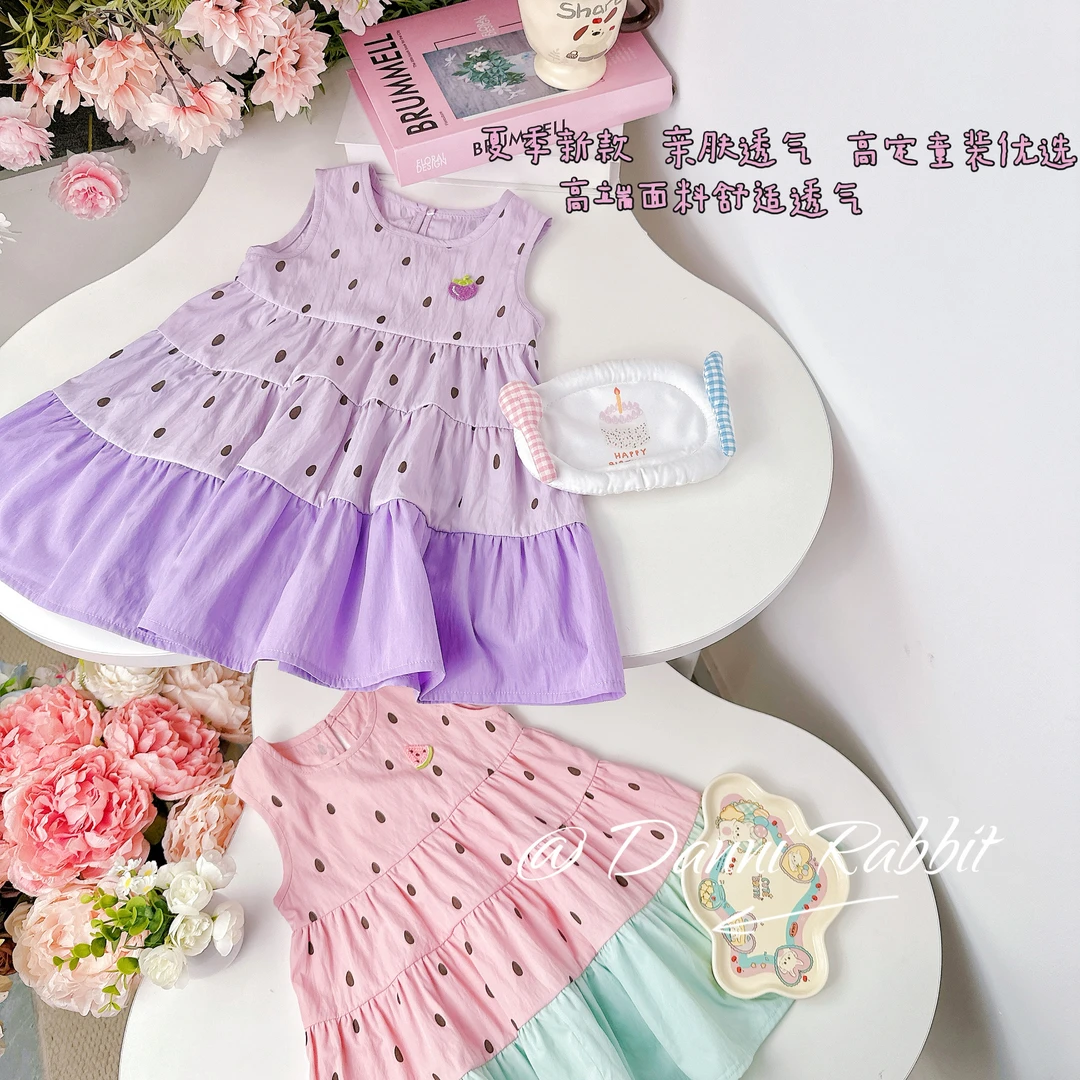 【Dannirabbit】*清凉一夏*萌系小公主波点拼色女童裙子 G-6331