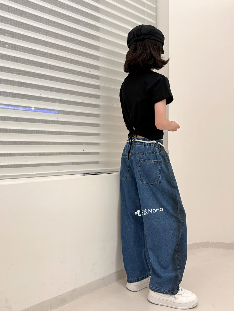 暖派Nono男童女童2025夏季新款轻薄造型感深浅渐变弯刀牛仔裤