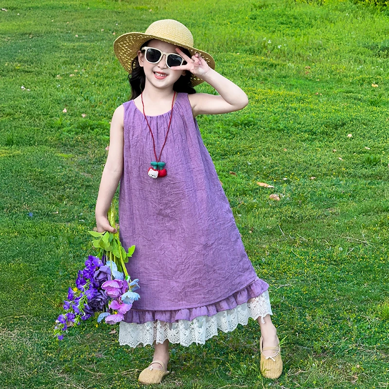 儿童多巴胺小洋裙夏季2025新款女童夏款韩系背心裙夏装薄款连衣裙