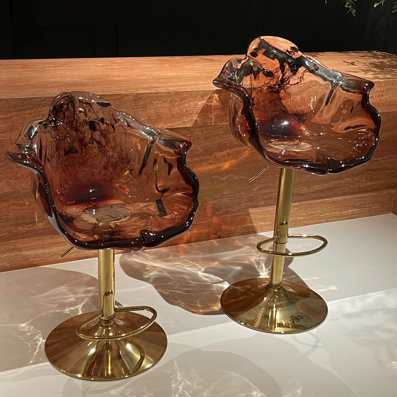 白灵【花瓣吧台椅】轻奢餐椅透明树脂艺术家具设计师款