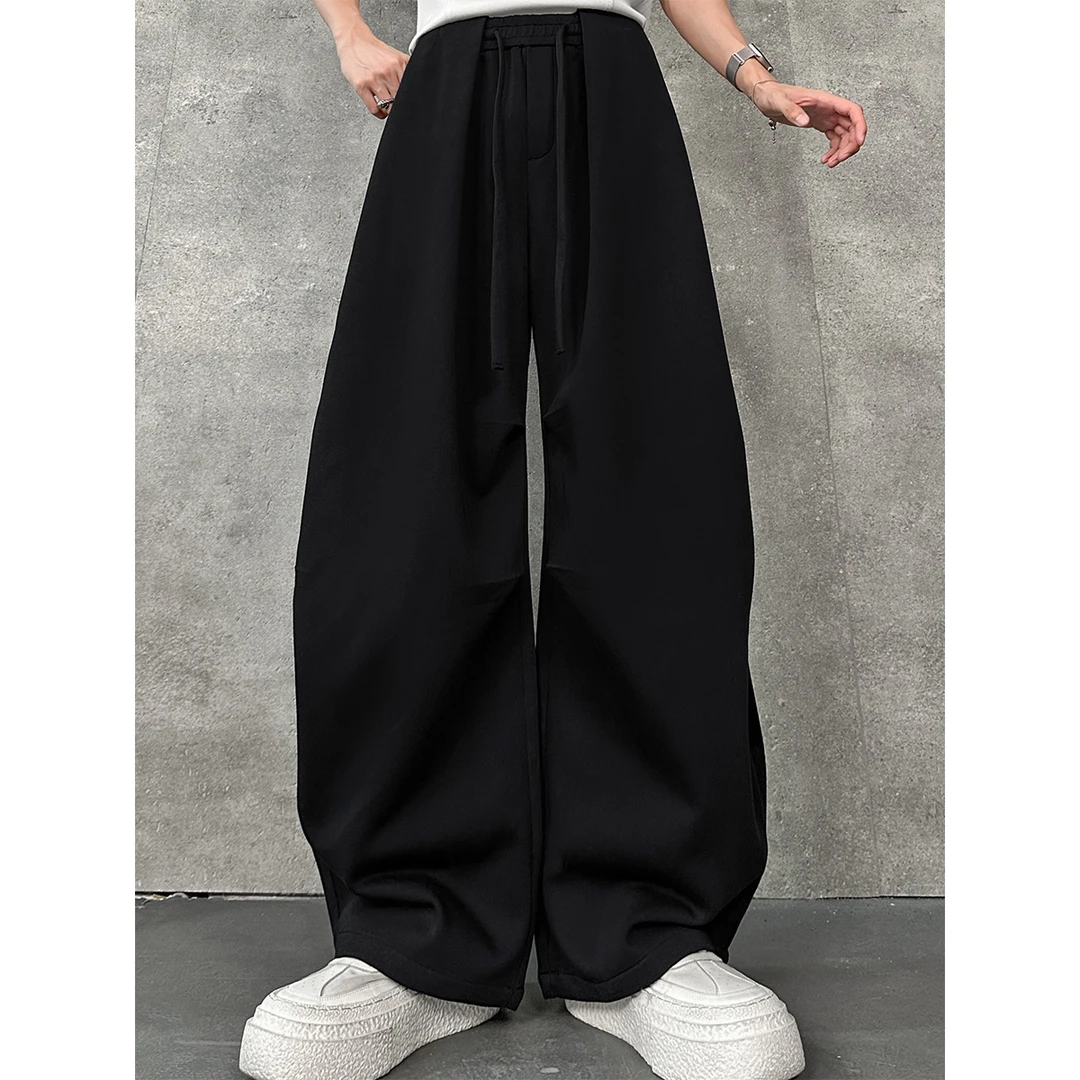 AYUE秋季新款潮流美式复古时尚宽松阔腿垂感百搭抽绳休闲长裤裤子