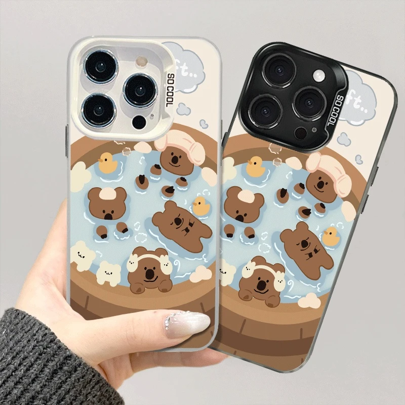 适用苹果VIVO华为OPPO荣耀小米一加红米三星iphone手机壳泡澡小熊