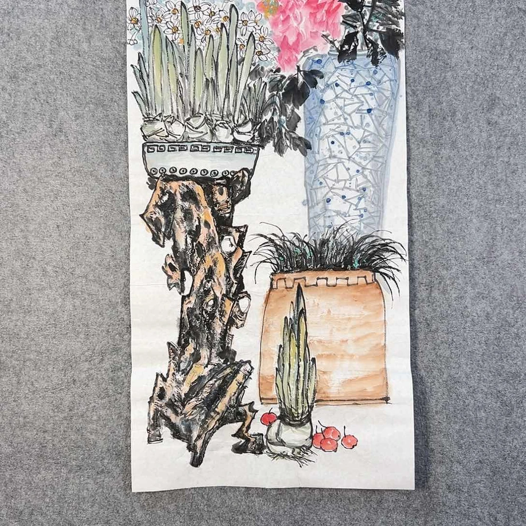 国画278 花鸟在树丛的中央是鸟