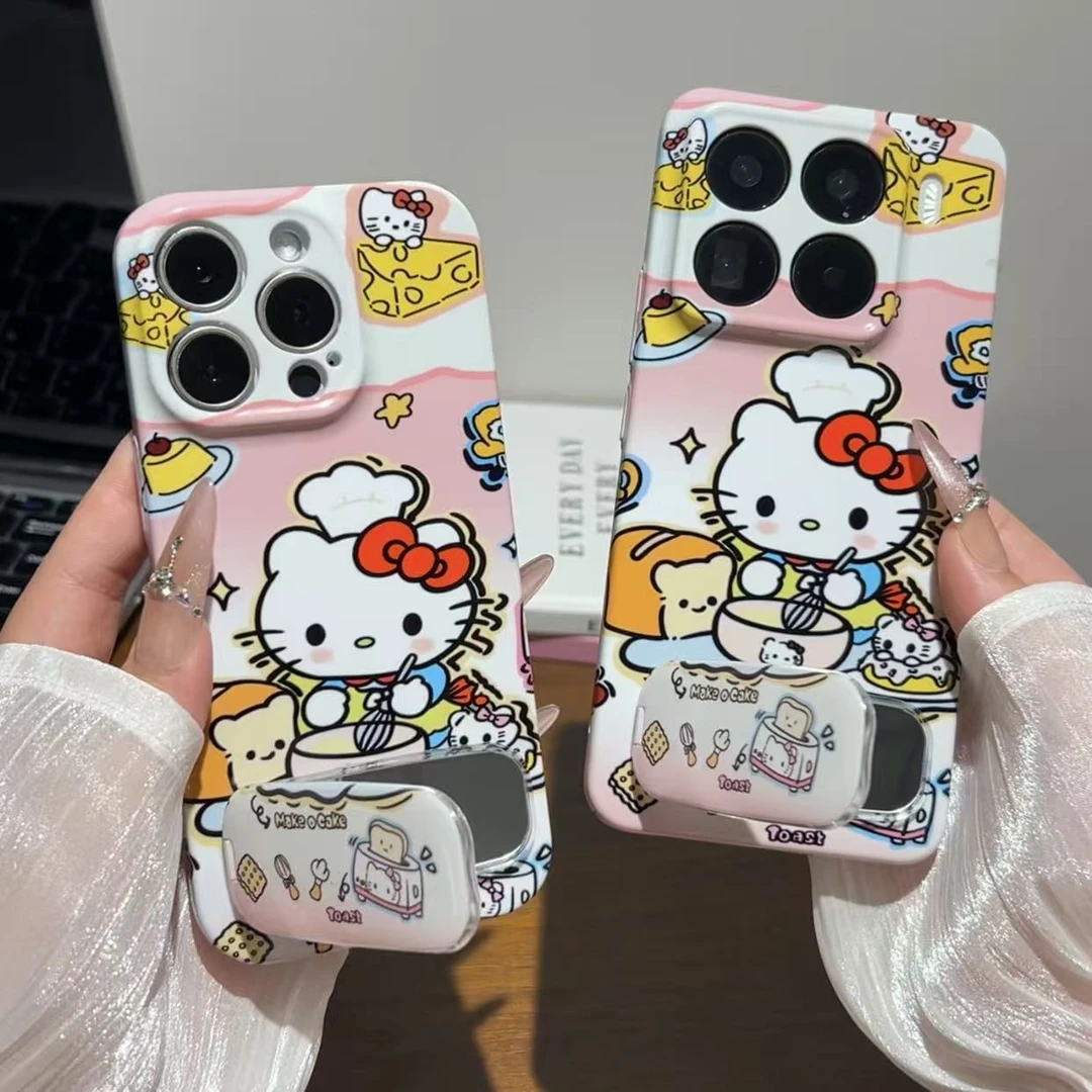 厨娘小kitty支架适用苹果1716菲林手机壳华为vivoppo小米15防摔女