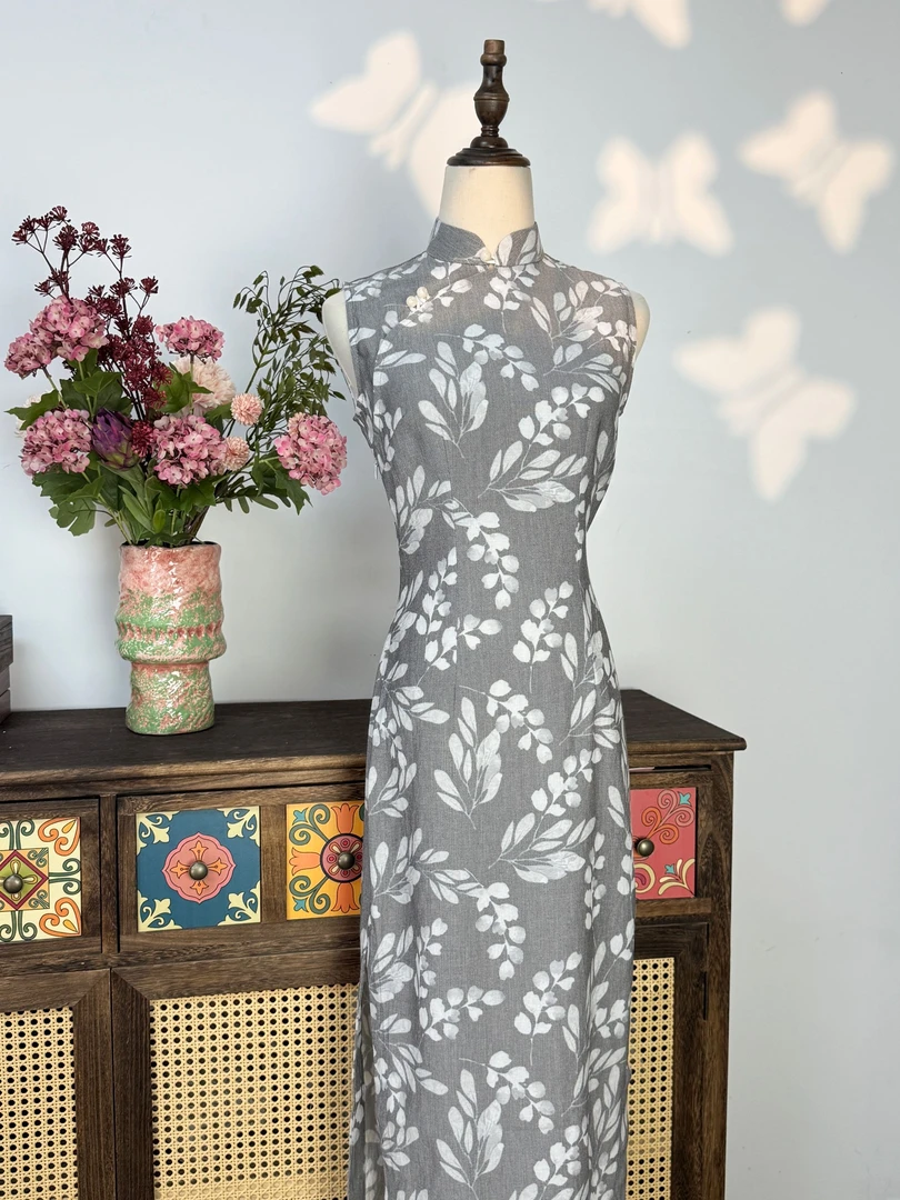 锦笙 | 迷迭香125cm改良新中式无袖单层半开襟日常年轻夏季旗袍