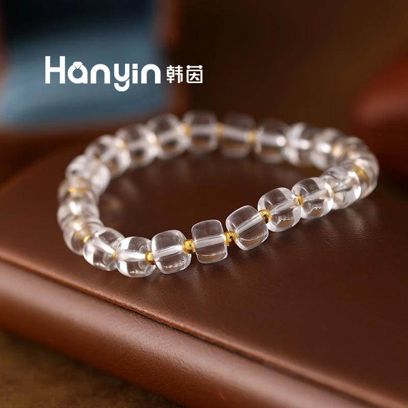 白水晶桶珠时尚气质百搭弹力绳手串手链