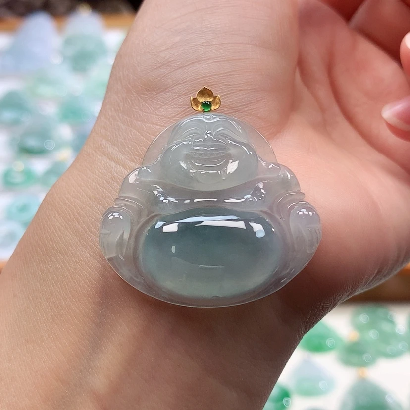 【闪购商品】翡翠18K金镶嵌吊坠(赠链)