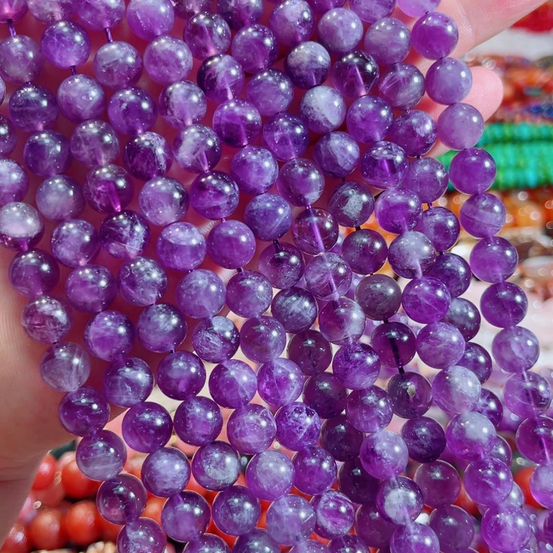 合金玛瑙/玉髓珠宝半成品巴西紫水晶一条10mm