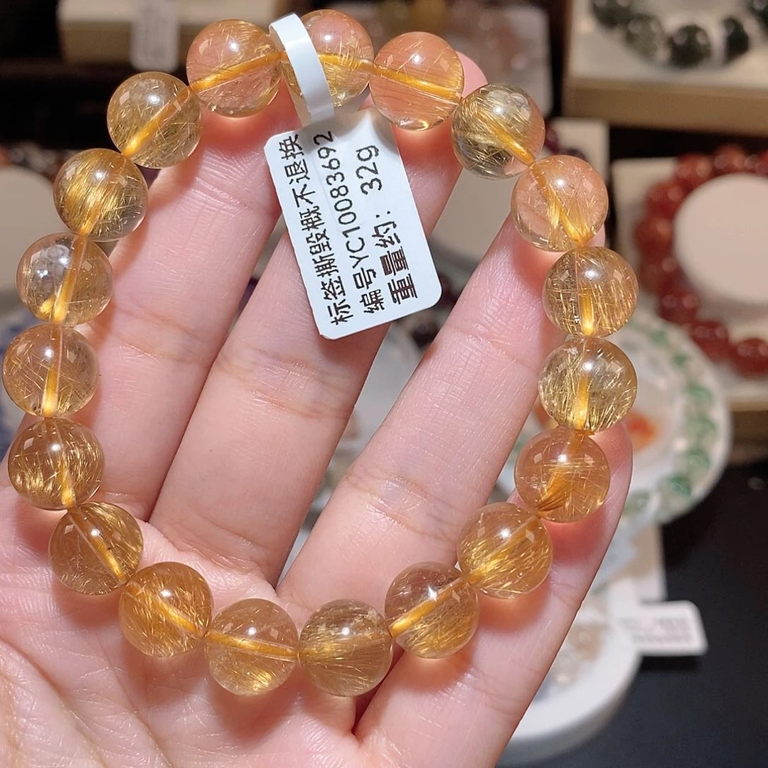 水晶手串未镶嵌菜*儿F金发晶10.6