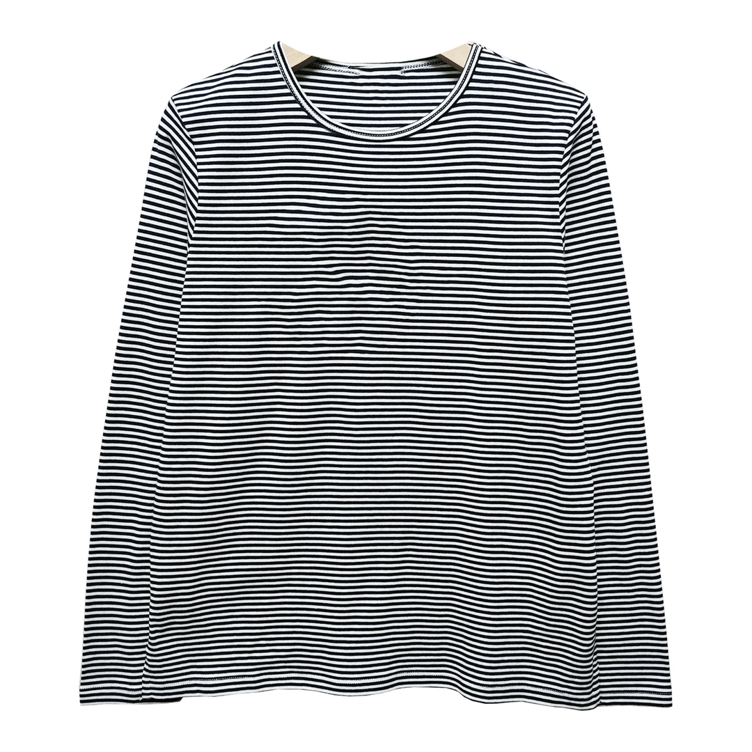 1205#蓝白条纹长袖上衣