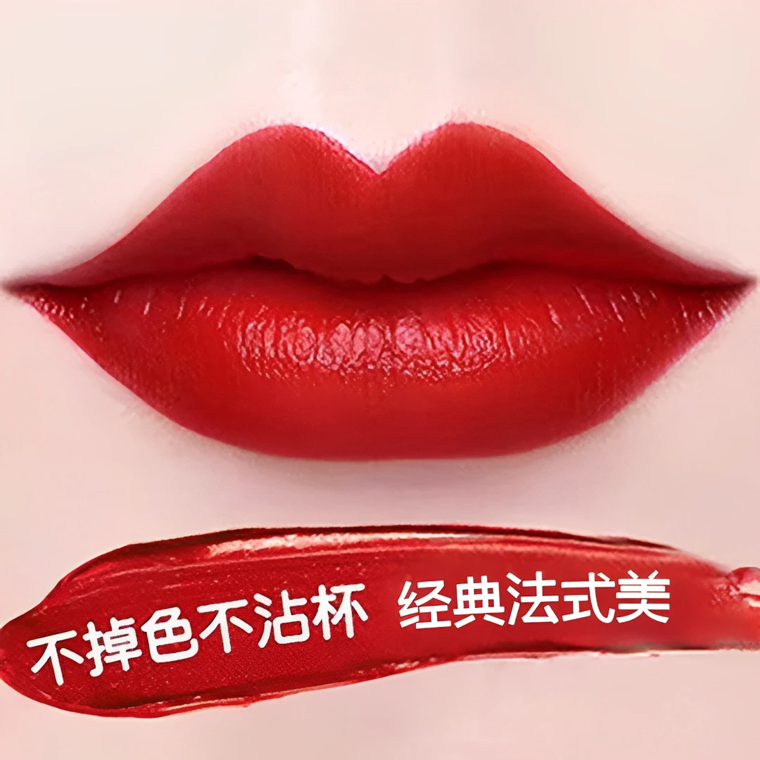 不掉色不沾杯正红色口红哑光持久保湿不脱色防水显白接吻棒法式