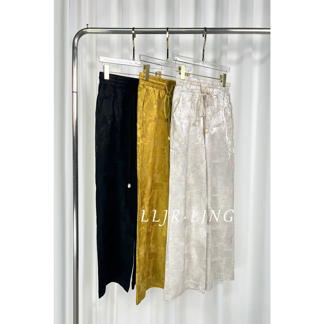 251167【向姐】裤子中式风阔腿宽松夏季高腰显瘦长裤女