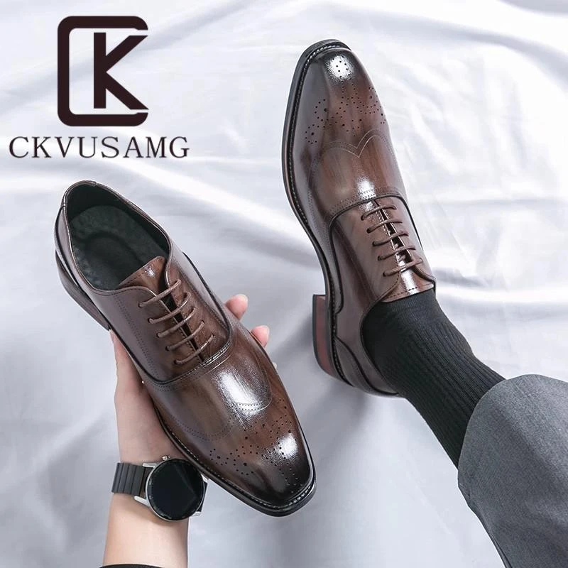 英国CKVUSAMG布洛克皮鞋男士雕花英伦风韩版结婚新郎鞋发型师耐磨