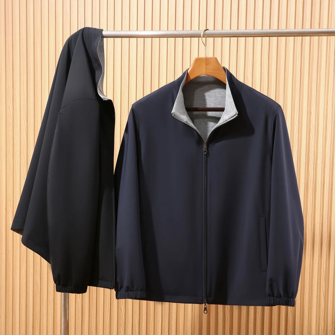 combo/康博意奢/经典传承大码男士双面穿休闲针织立领夹克外套