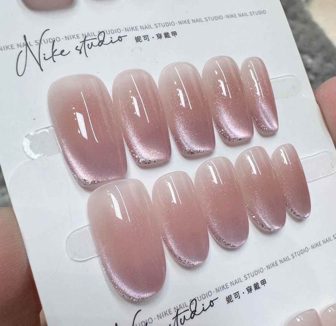 【薰衣草】妮可·高定手工穿戴甲豆沙粉➕紫侧猫