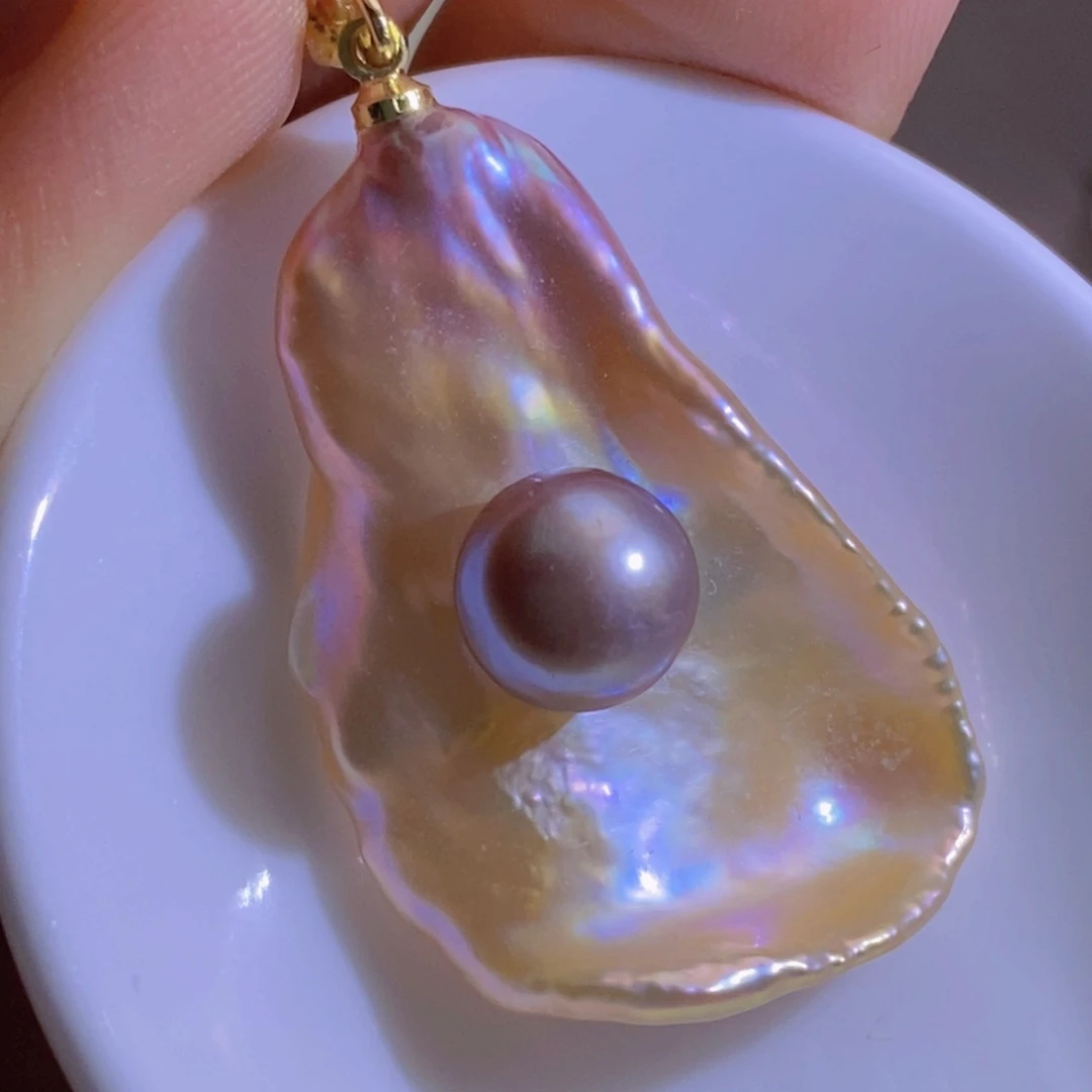 银S925镶嵌淡水珍珠天然淡水珍珠无染色无优化