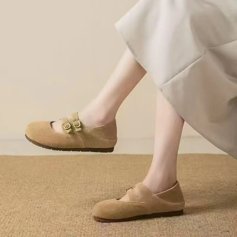 黑木李复古勃肯鞋女款软底浅口一字带平底单鞋春夏百搭休闲鞋