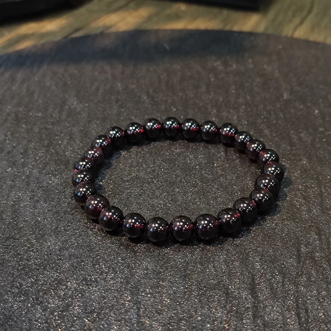 【书记甄选】天然酒红石榴石单圈手链 多样性发一件 约7mm YW1816