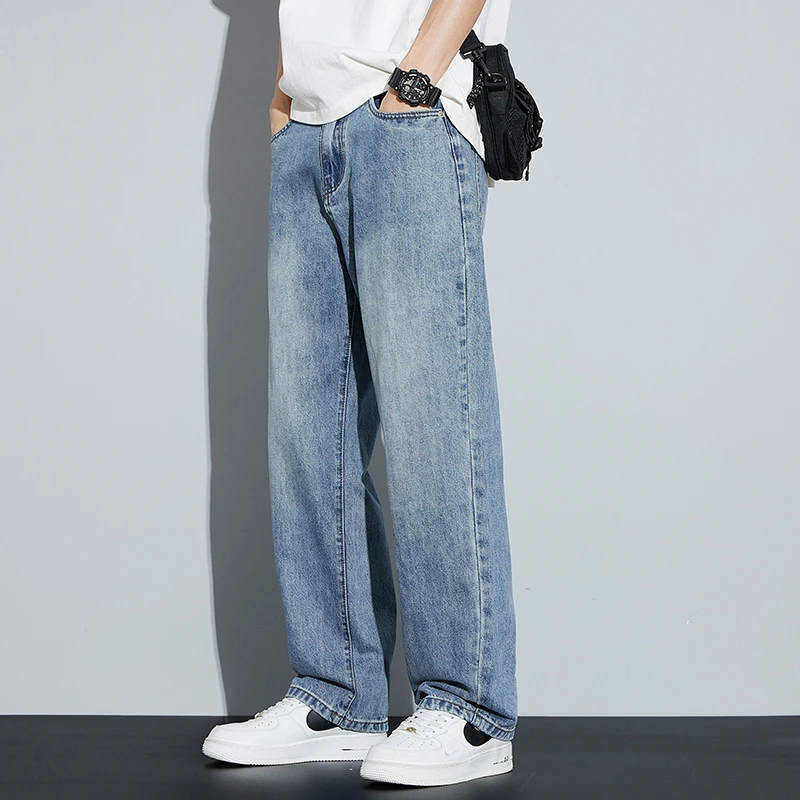 Kuvine2025秋季新款潮流简约水洗牛仔裤男复古宽松直筒男士休闲裤