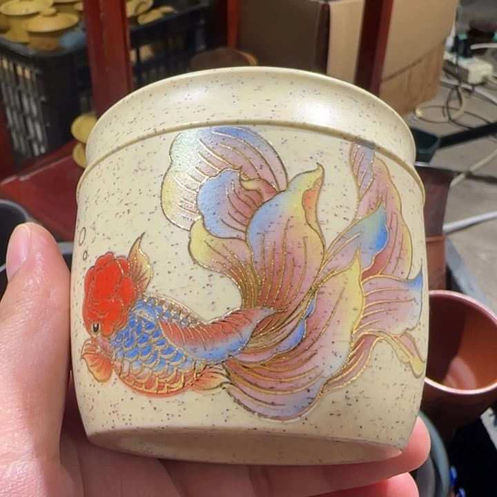 茶杯绿泥全手工紫砂