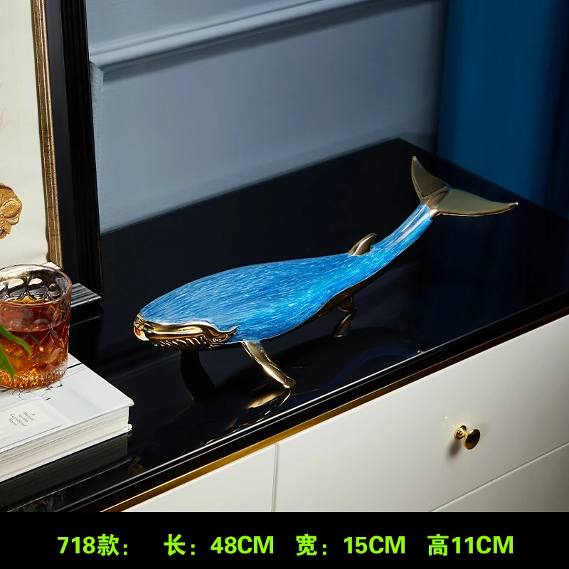 鲸鱼摆件工艺品轻奢电视柜玄关酒柜新中式创意简约餐桌家居饰品