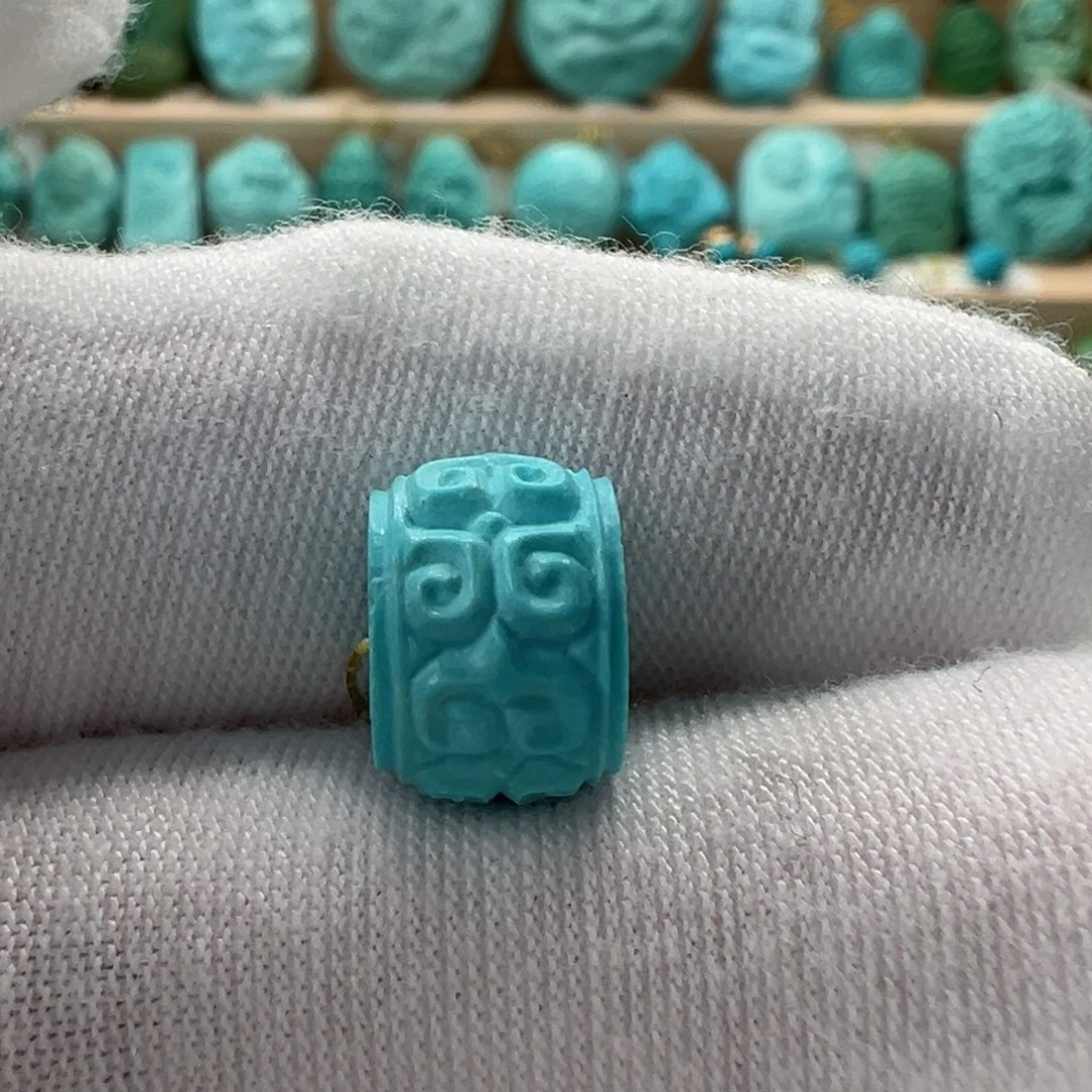 未镶嵌绿松石回纹珠10.9x7.7mm