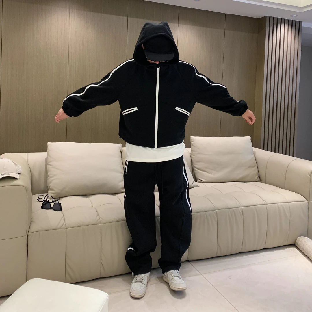 【JYEPRINCE李素景】春秋男士时尚宽松白条宽松连帽夹克