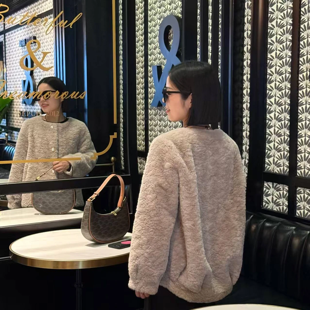 2528加厚显瘦百搭海宁中长毛毛外套
