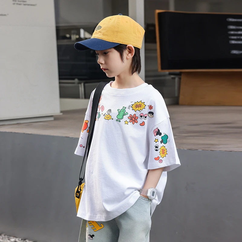 吉米妈趣味卡通印花儿童短袖纯棉上衣男童t恤夏TXW059