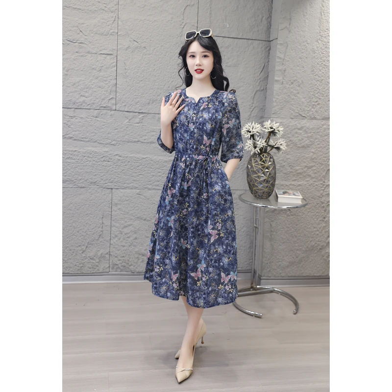 [D-S-F]【蓝色蝴蝶】夏季爆款高端洋气时尚优雅连衣裙